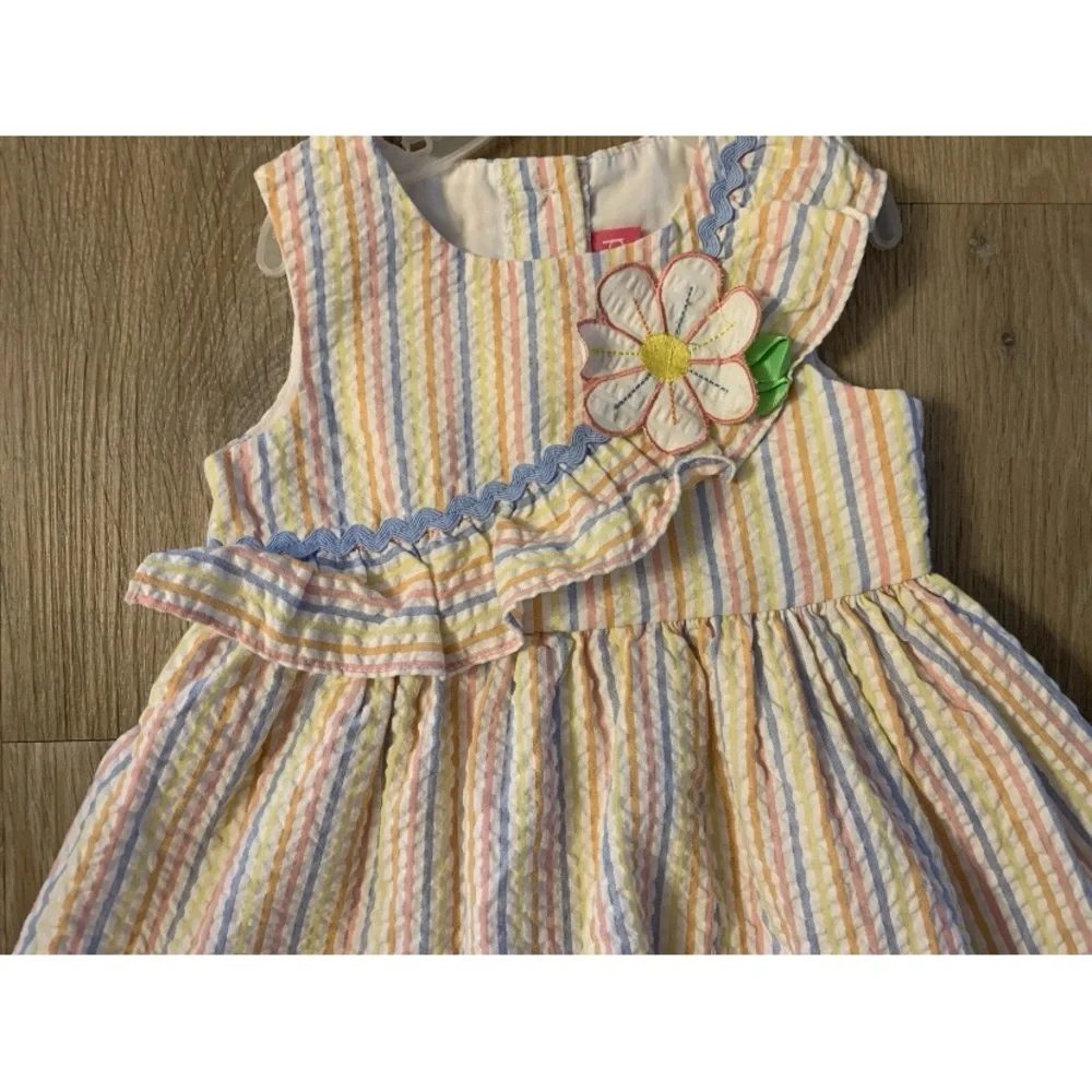 (NWT) Good Lad Girl’s Size 2T Blue & Pink Ruffled Tiered Sundress With Flowers - Picture 3 of 8
